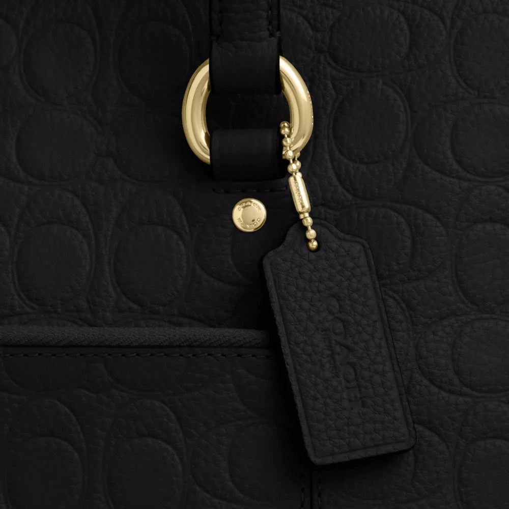 Station Tote Bag In Signature Leather - Pebbled Leather/Gold/Black
