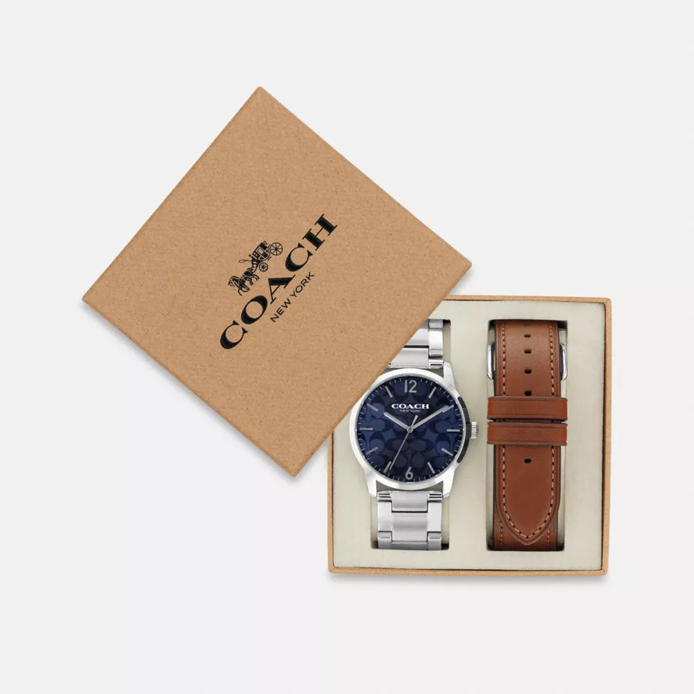 Keane Watch Gift Set, 39MM - Stainless Steel/ Saddle