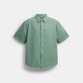 Short Sleeve Relaxed Denim Shirt - Green