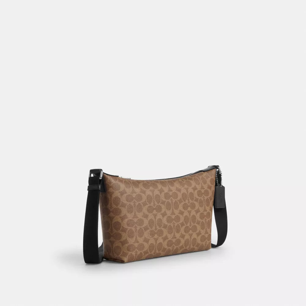 Small Finn Crossbody Bag With Pouch In Signature Canvas - Signature Canvas/Silver/Tan Black