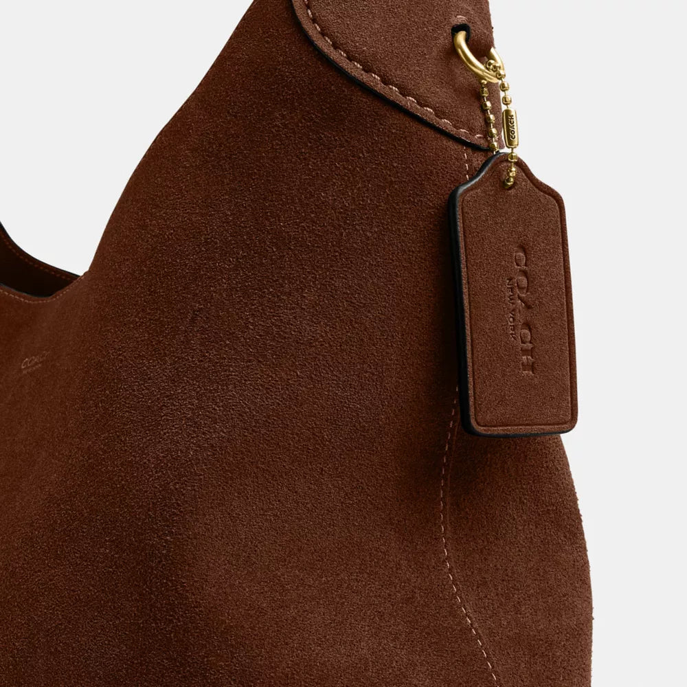 Brooklyn Shoulder Bag 34 - Suede/Brass/Warm Brown