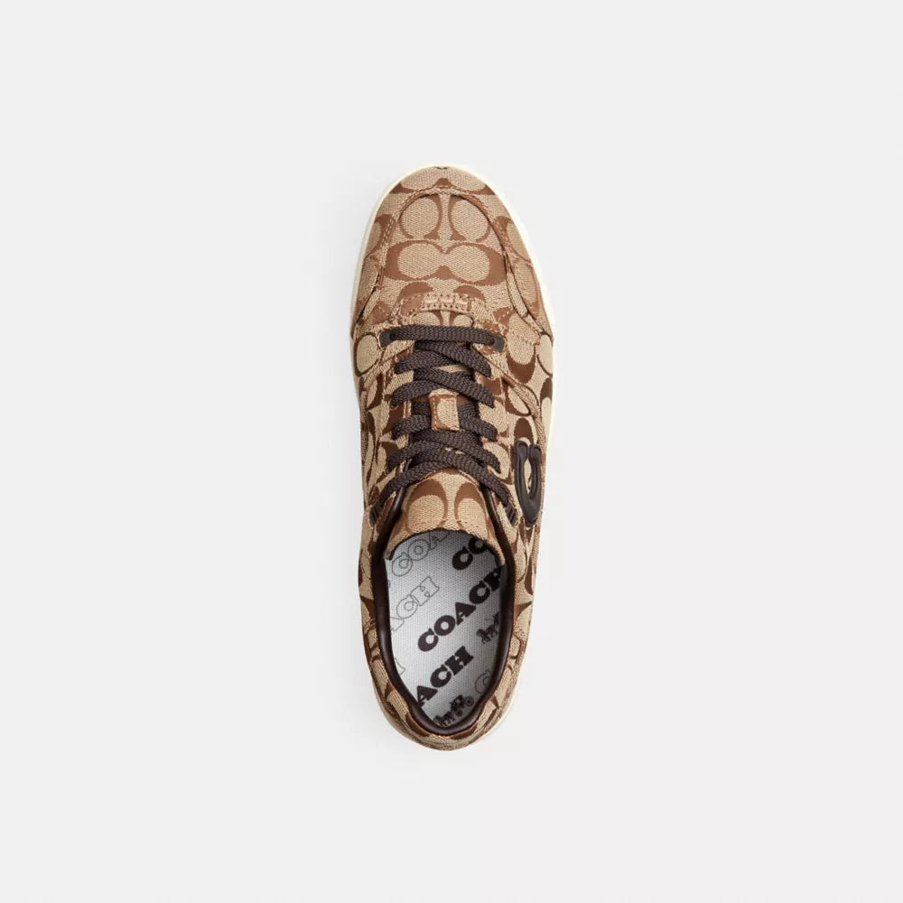 Soft Soho Sneaker In Signature Sateen Jacquard - Tan/Dark Chocolate