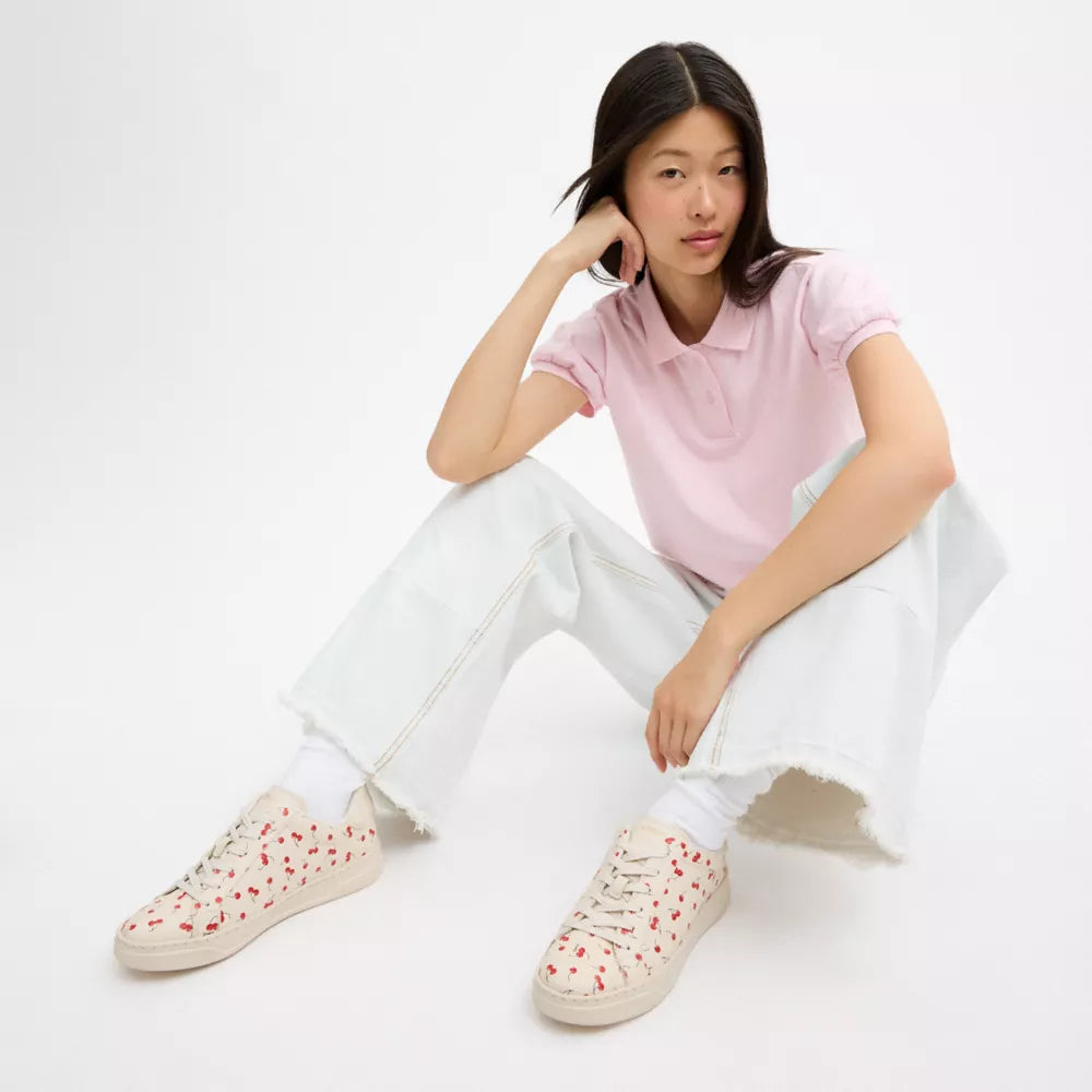 High Line Sneaker With Cherry Print - Chalk Multi