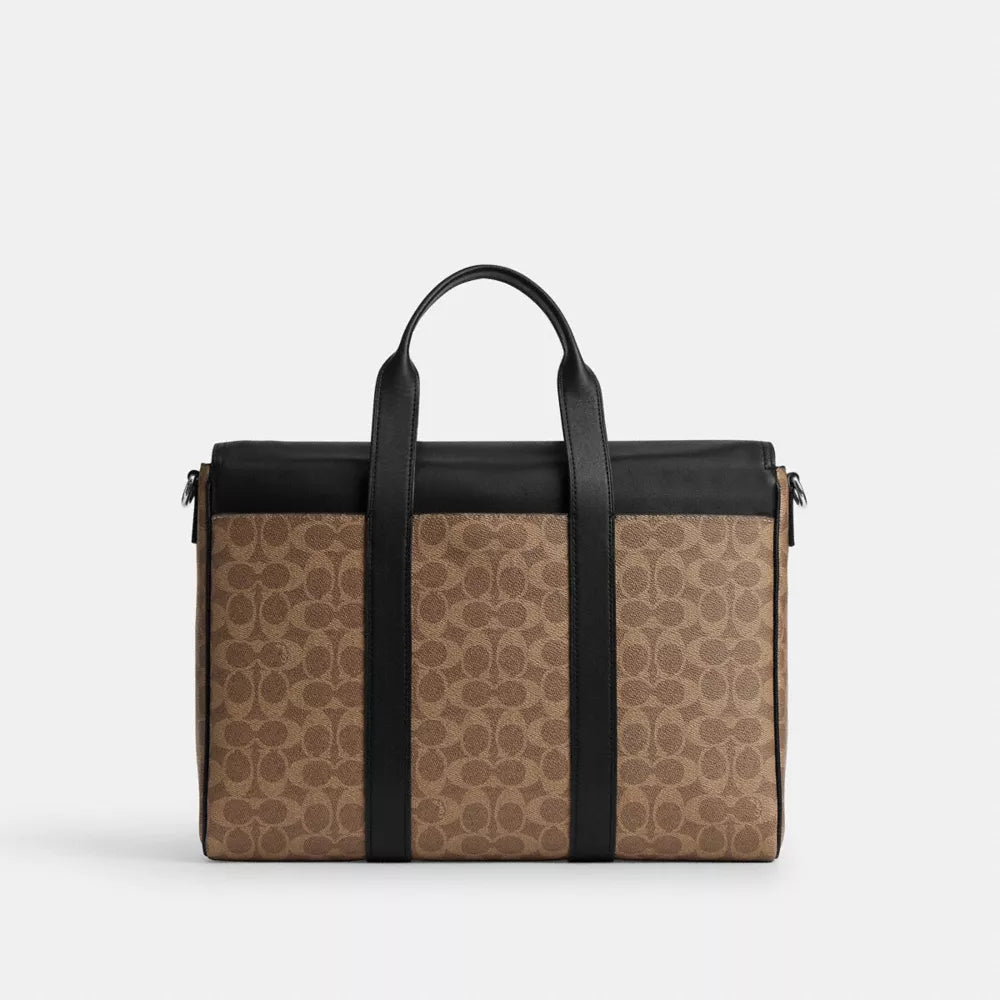 Sullivan Portfolio Brief In Signature Canvas - Signature Canvas/Silver/Tan Black