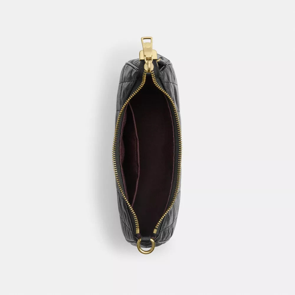 Teri Shoulder Bag With Quilting - Crinkle Leather/Gold/Black