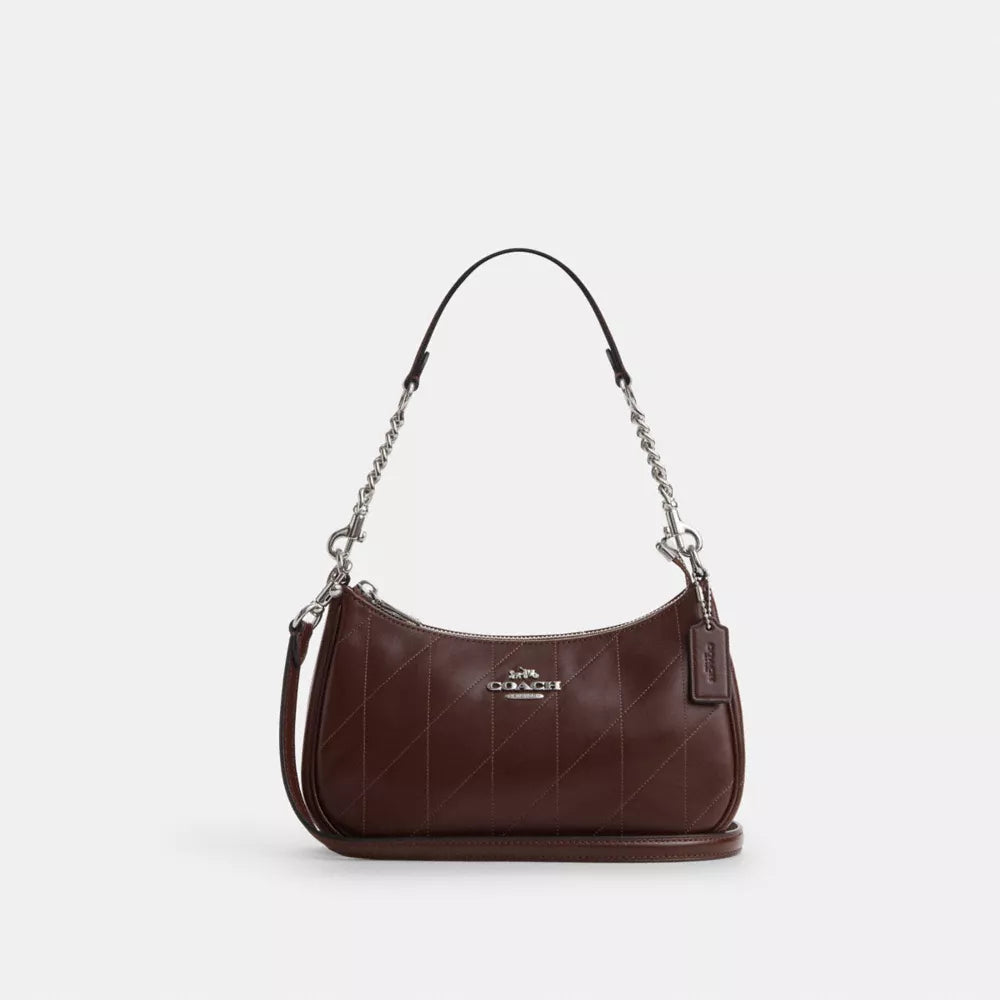 Teri Shoulder Bag With Quilting - Smooth Leather/Silver/Maple