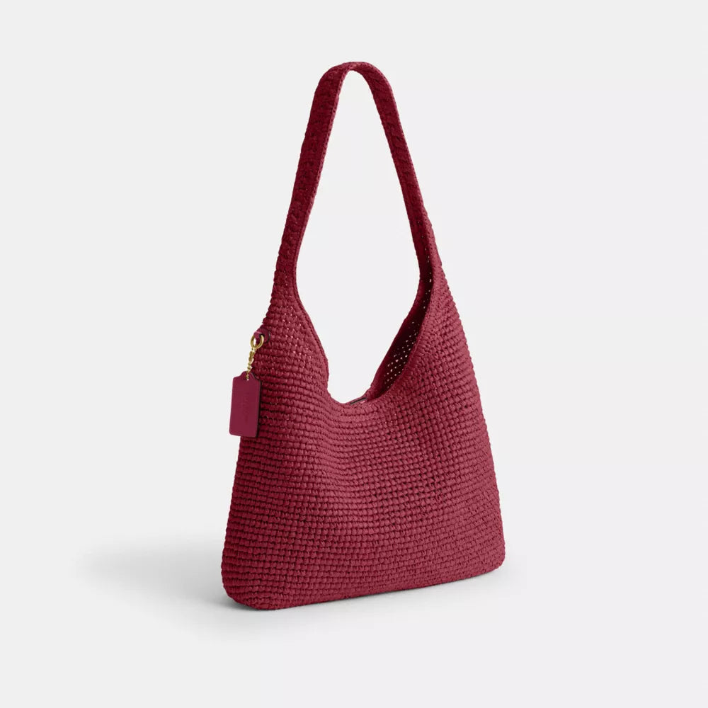 Brooklyn Shoulder Bag 28 - Straw/Brass/Dark Fuchsia