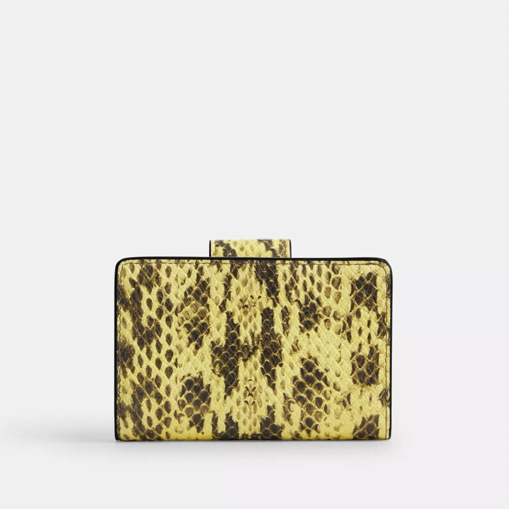 Medium Corner Zip Wallet - Snake Embossed Leather/Gold/Yellow