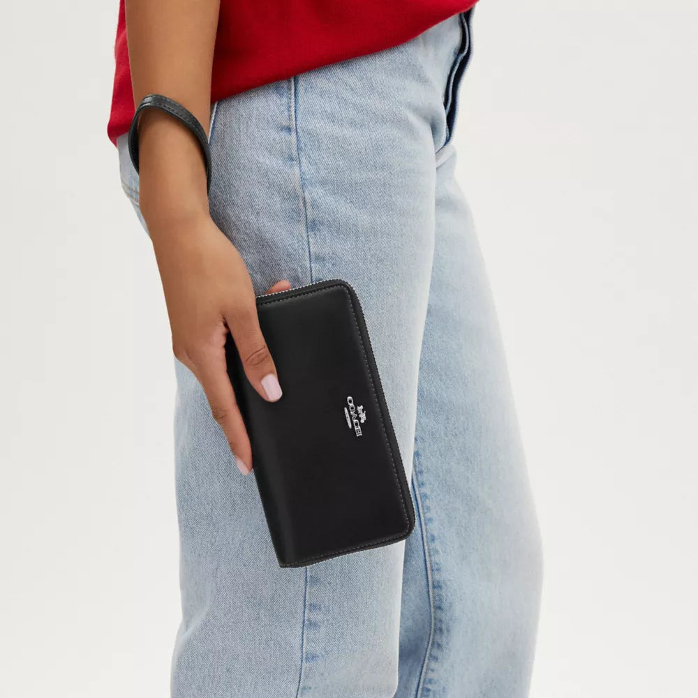 Long Zip Around Wallet - Silver/BLACK