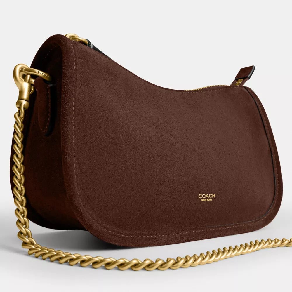 Waverly Bag - Suede/Brass/Dark Chocolate