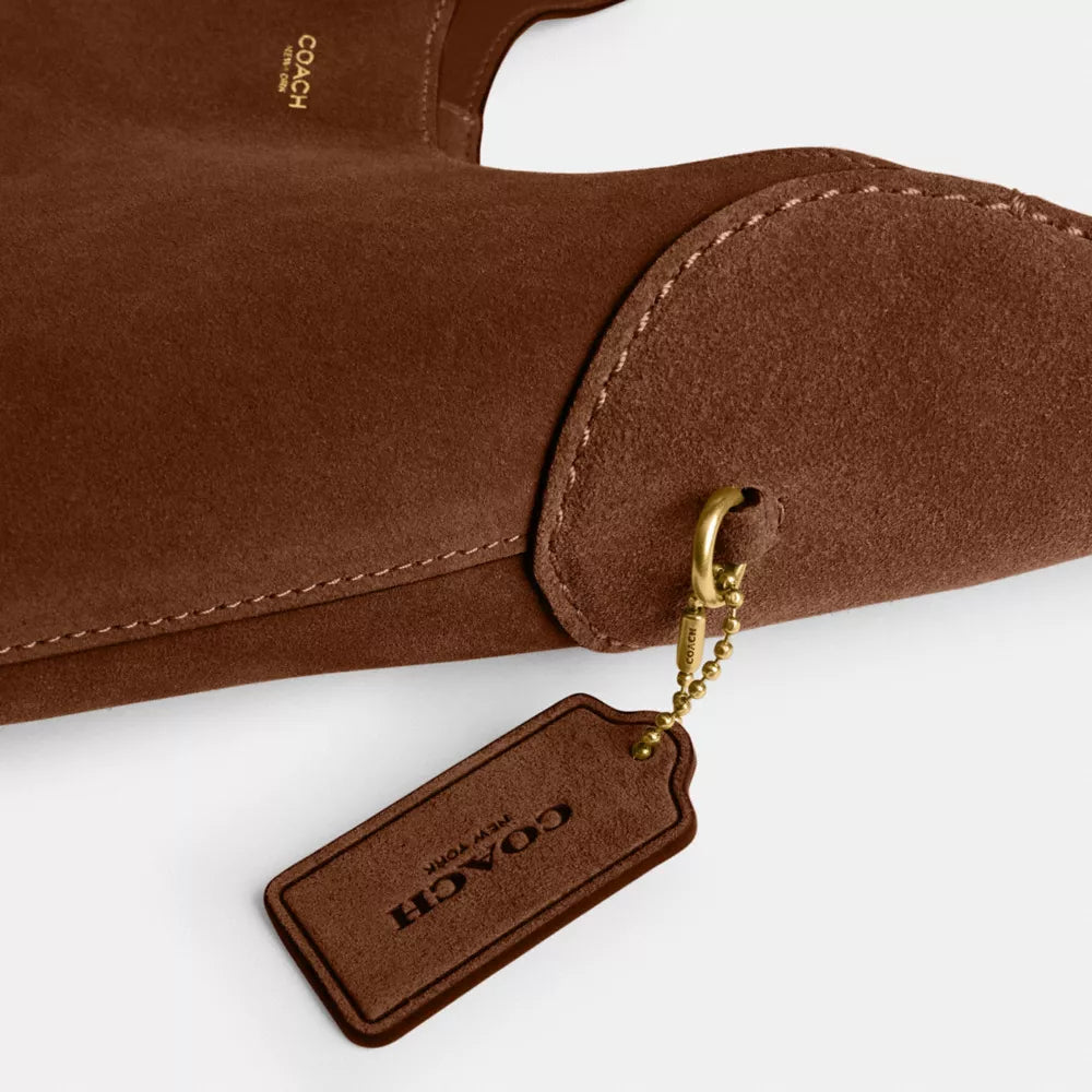 Brooklyn Shoulder Bag 28 - Suede/Brass/Warm Brown
