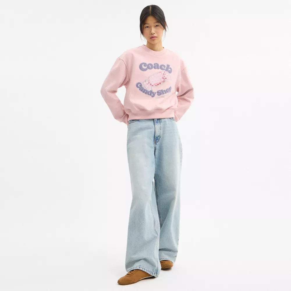 Candy Shop Crewneck Sweatshirt - Peach Skin