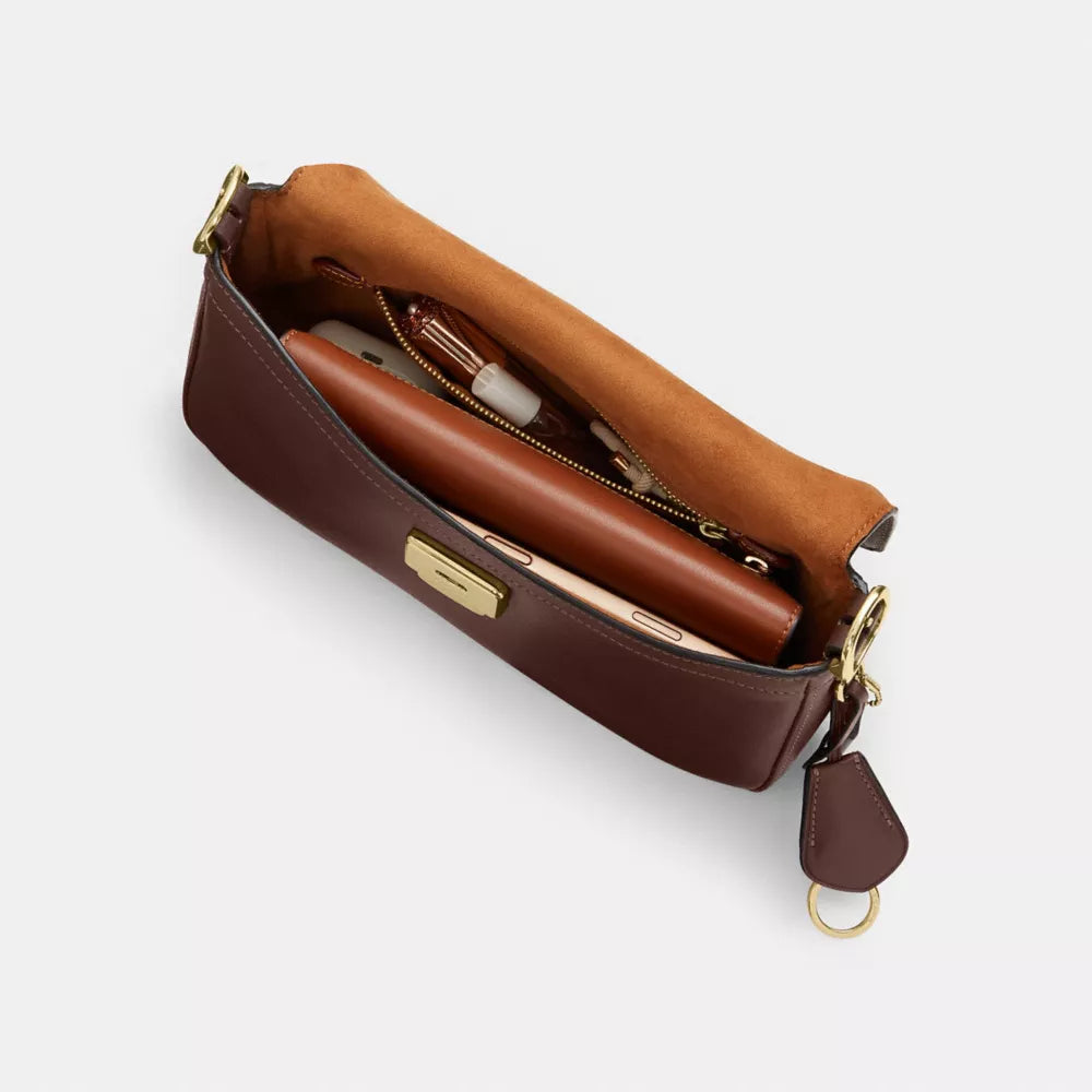 Etta Small Flap Shoulder Bag - Natural Grain Leather/Gold/Maple
