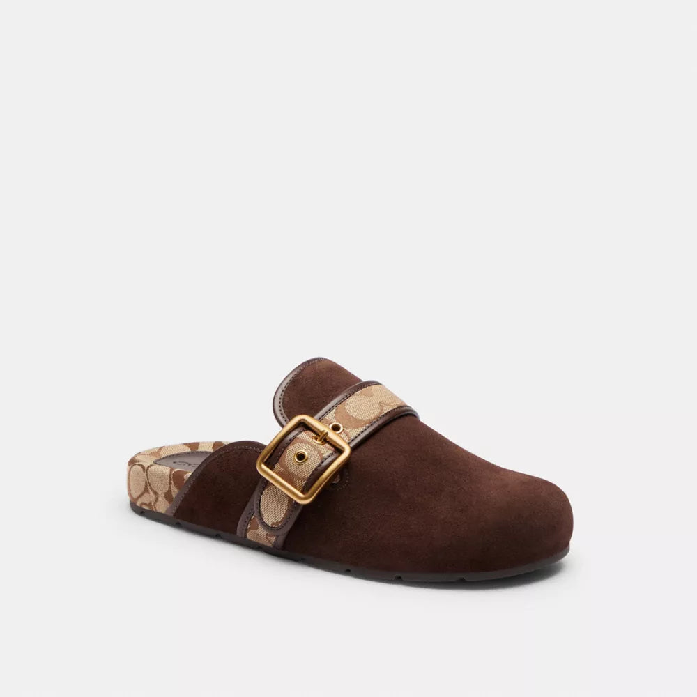 Archival Buckle Clog With Signature Jacquard - Chocolate Brown