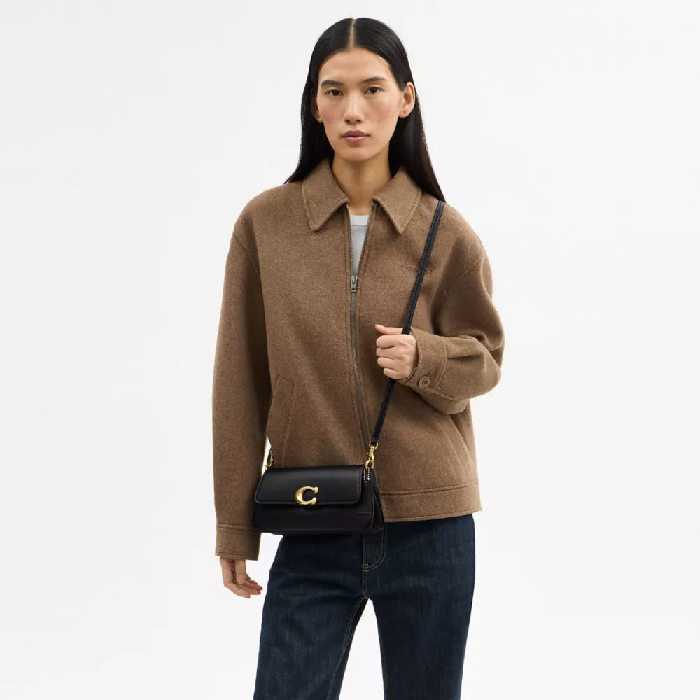 Jet Shoulder Bag - Smooth Leather/Brass/Black