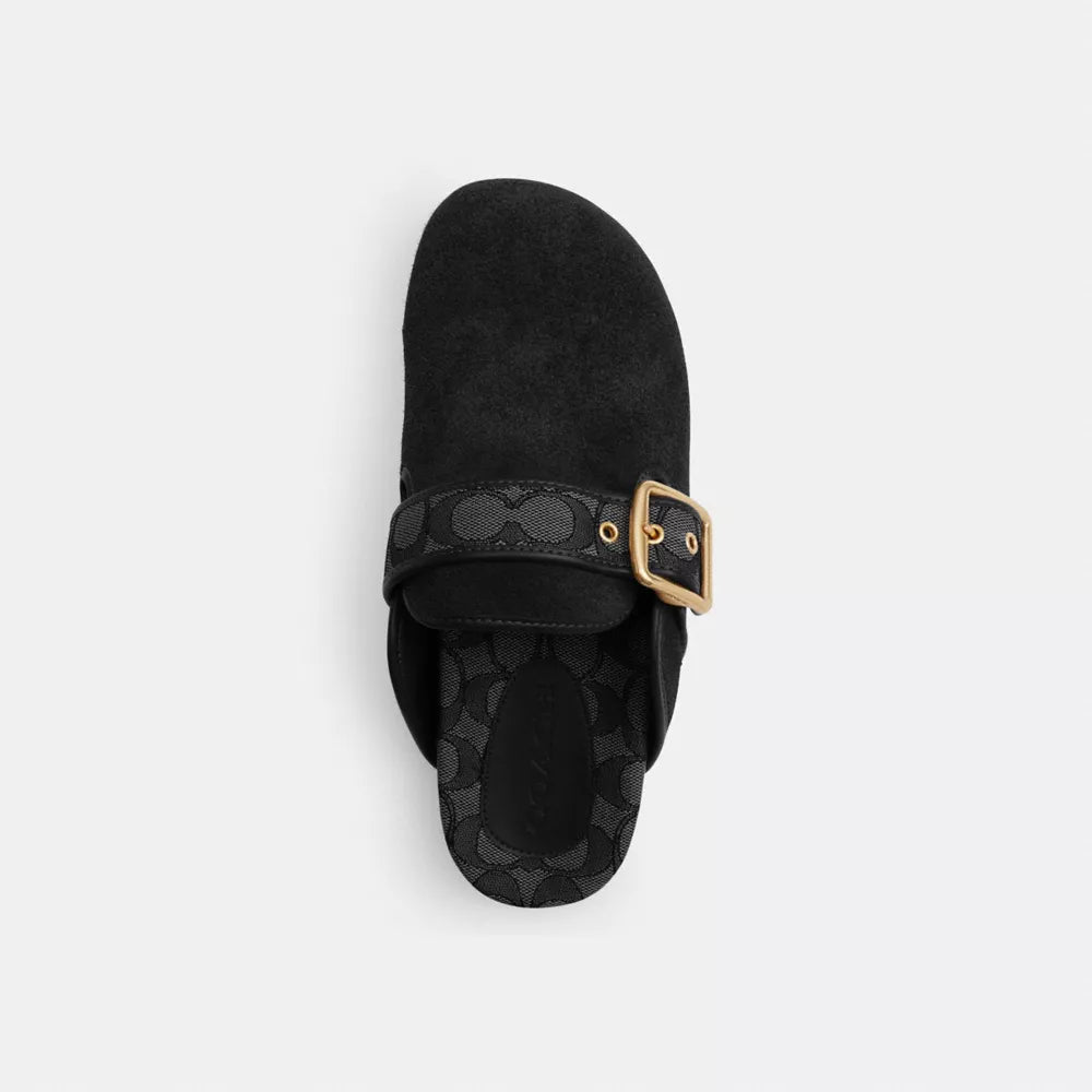 Archival Buckle Clog - Suede/Black