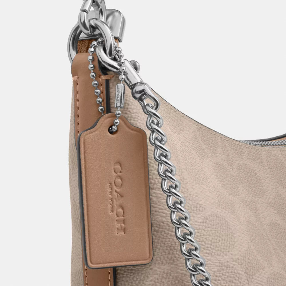 Caitlin Shoulder Bag In Signature Canvas - Signature Canvas/Silver/Sand/Taupe