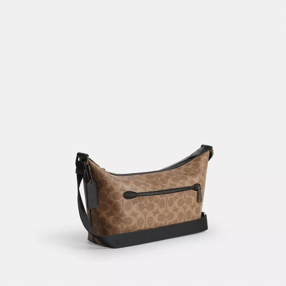 Small Finn Crossbody Bag With Pouch In Signature Canvas - Gunmetal/Tan/Black