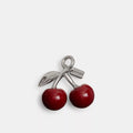 Small Cherry Shoe Charm - Silver/Red
