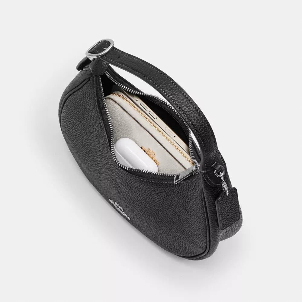 Emily Shoulder Bag - Pebbled Leather/Silver/Black