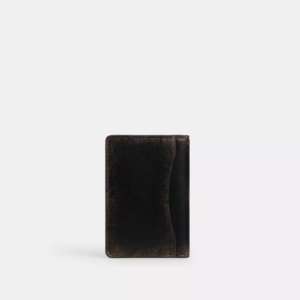 ID Card Wallet In Loved Leather - Black Brown