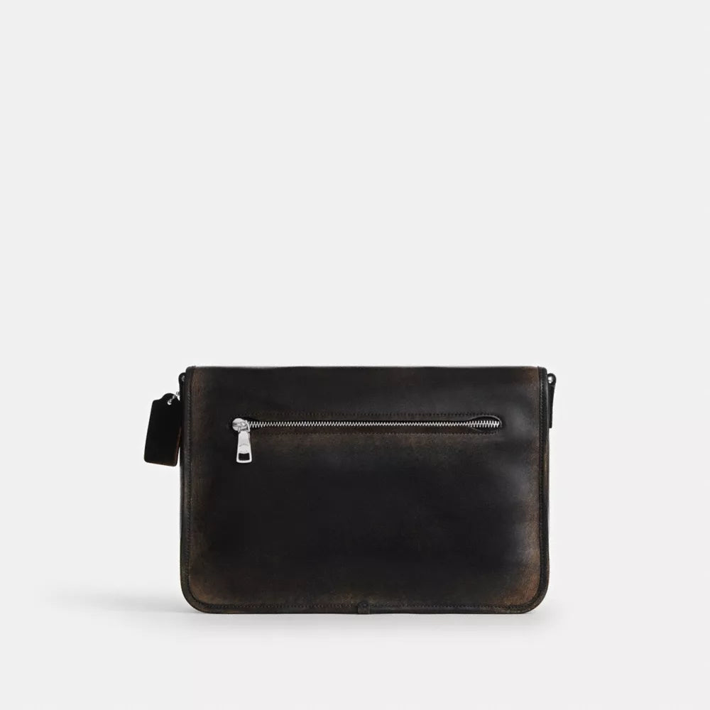 Colby Messenger Bag 32 In Loved Leather - Silver/Black Brown