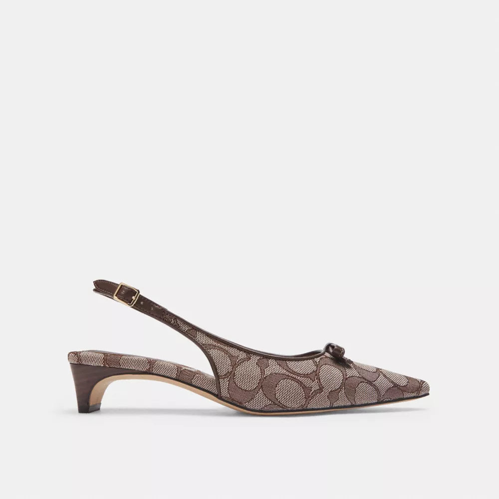 Bow Slingback Heel In Signature Jacquard - Oak/Maple