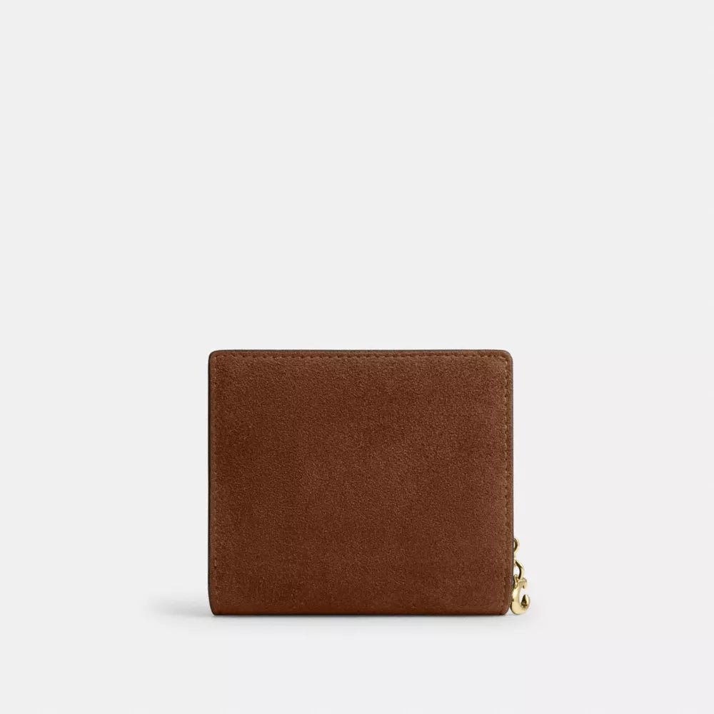 Snap Wallet - Suede/Gold/Warm Brown