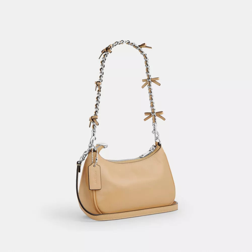 Teri Mini Crossbody Bag With Bows - Crinkle Leather/Silver/Light Sand