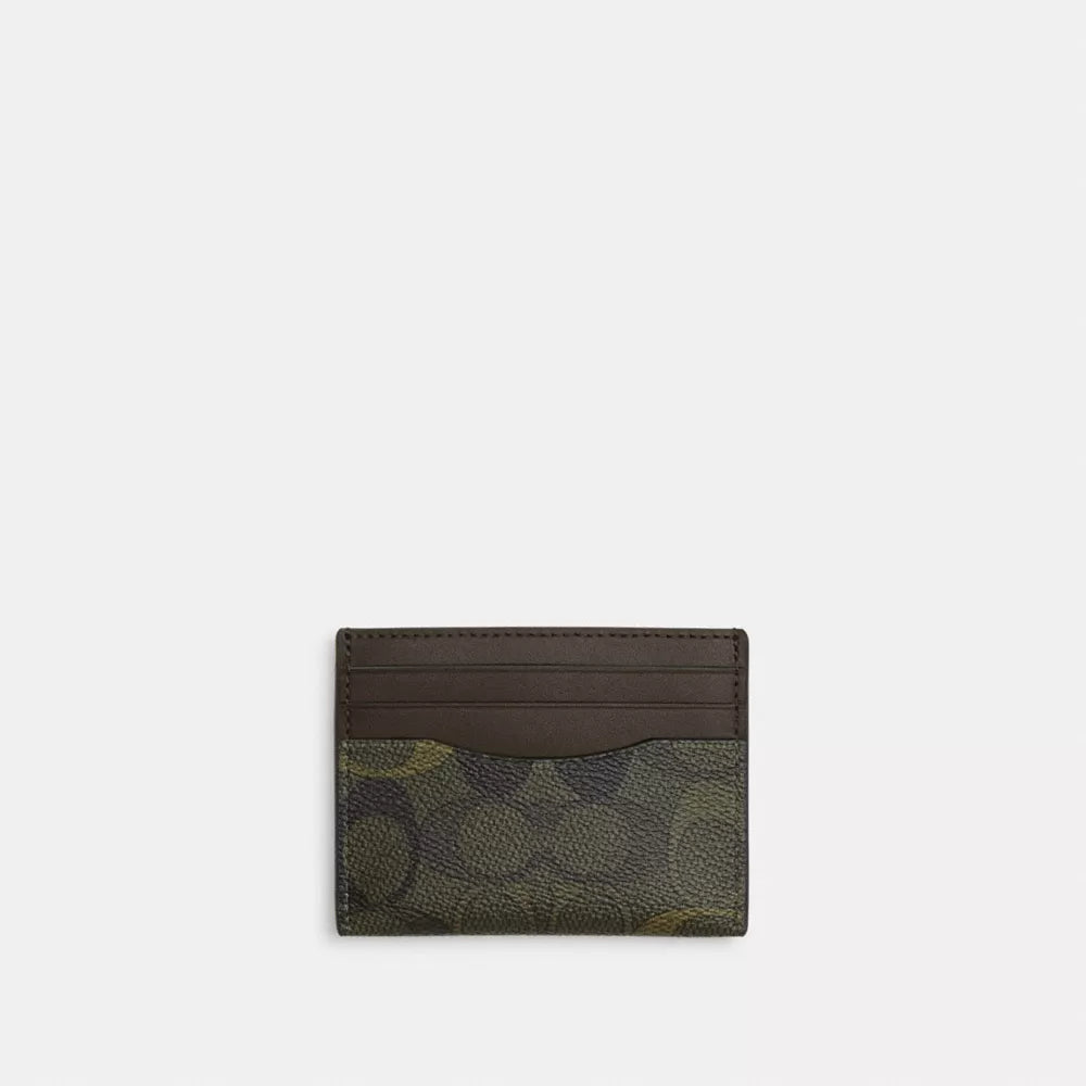 Slim ID Card Case In Signature Camo Print - Signature Canvas/Green