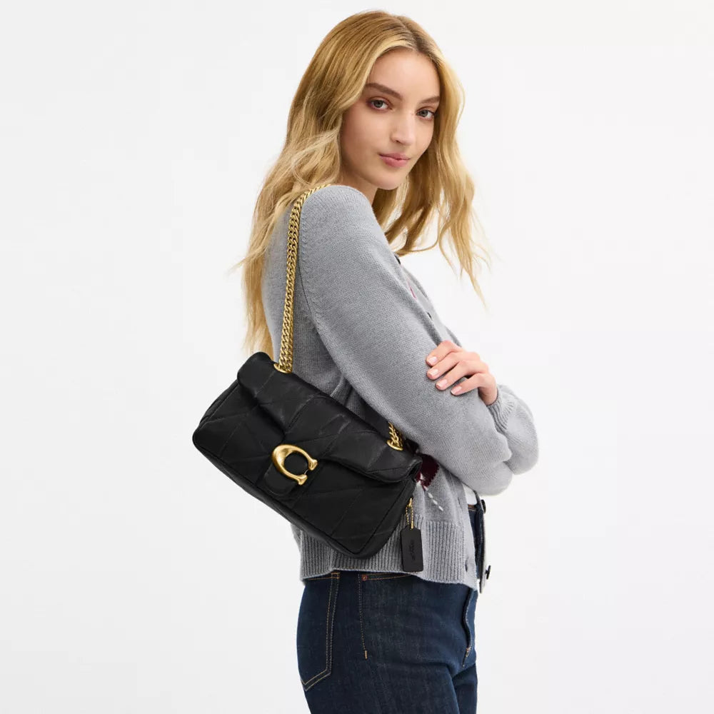 Tabby Shoulder Bag 26 With Quilting - Brass/Black