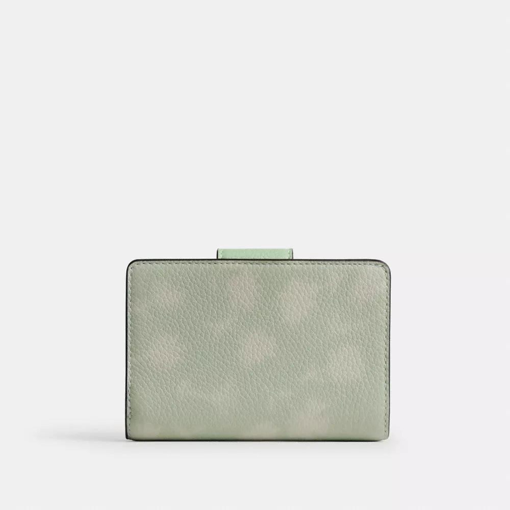 Medium Corner Zip Wallet With Floral Print - Gold/Pale Green
