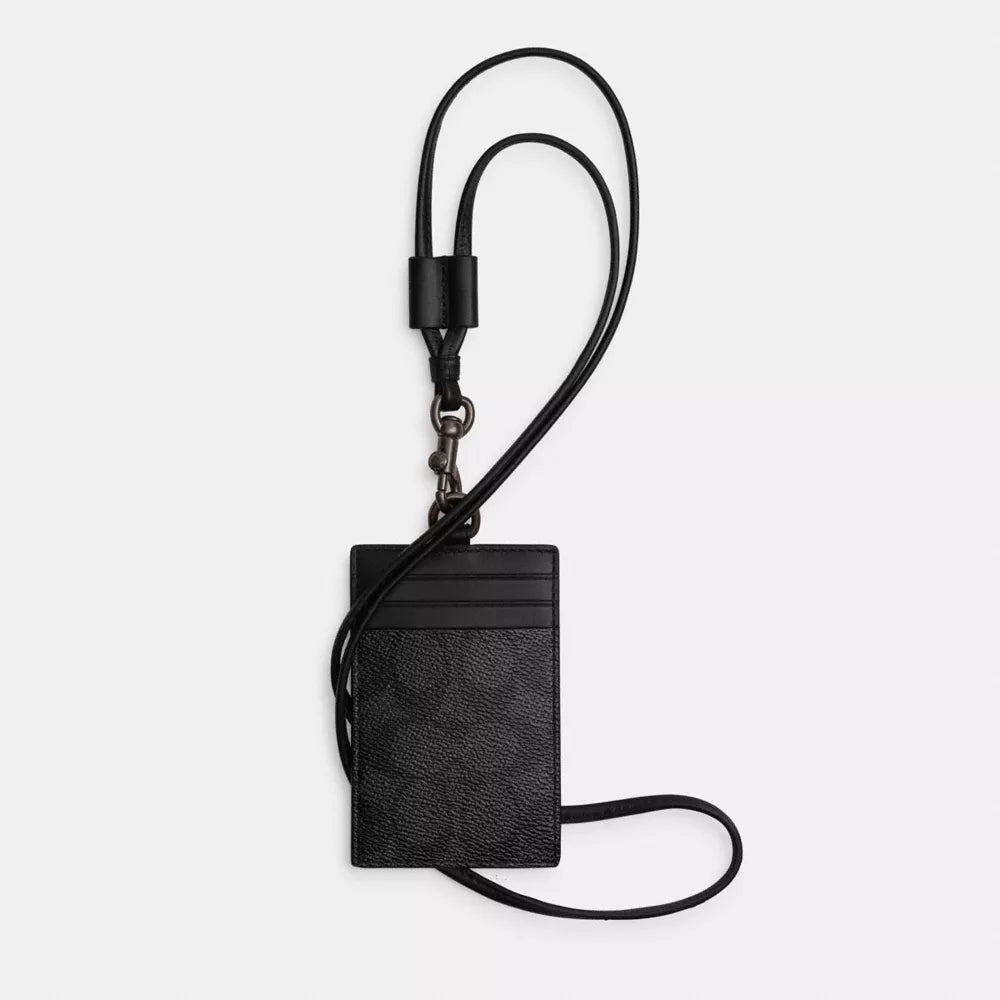 ID Lanyard In Signature Canvas - Charcoal