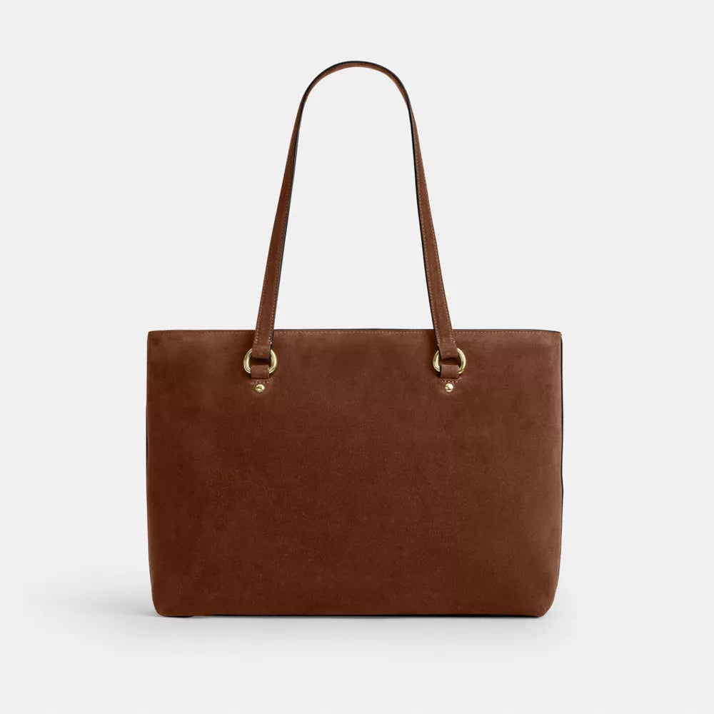 Station Tote Bag - Suede/Gold/Warm Brown