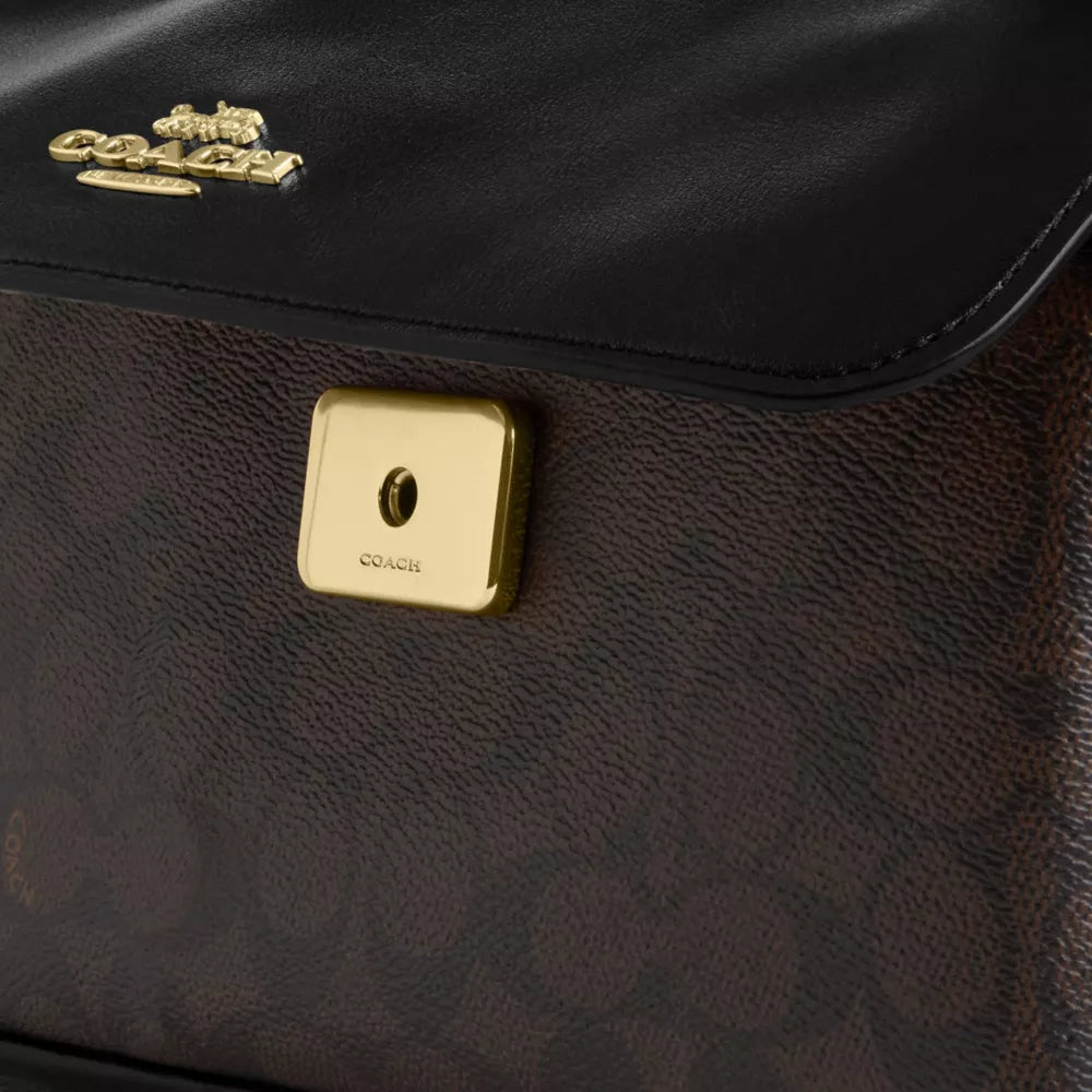 Elodie Crossbody Bag In Signature Canvas - Gold/Walnut/Black