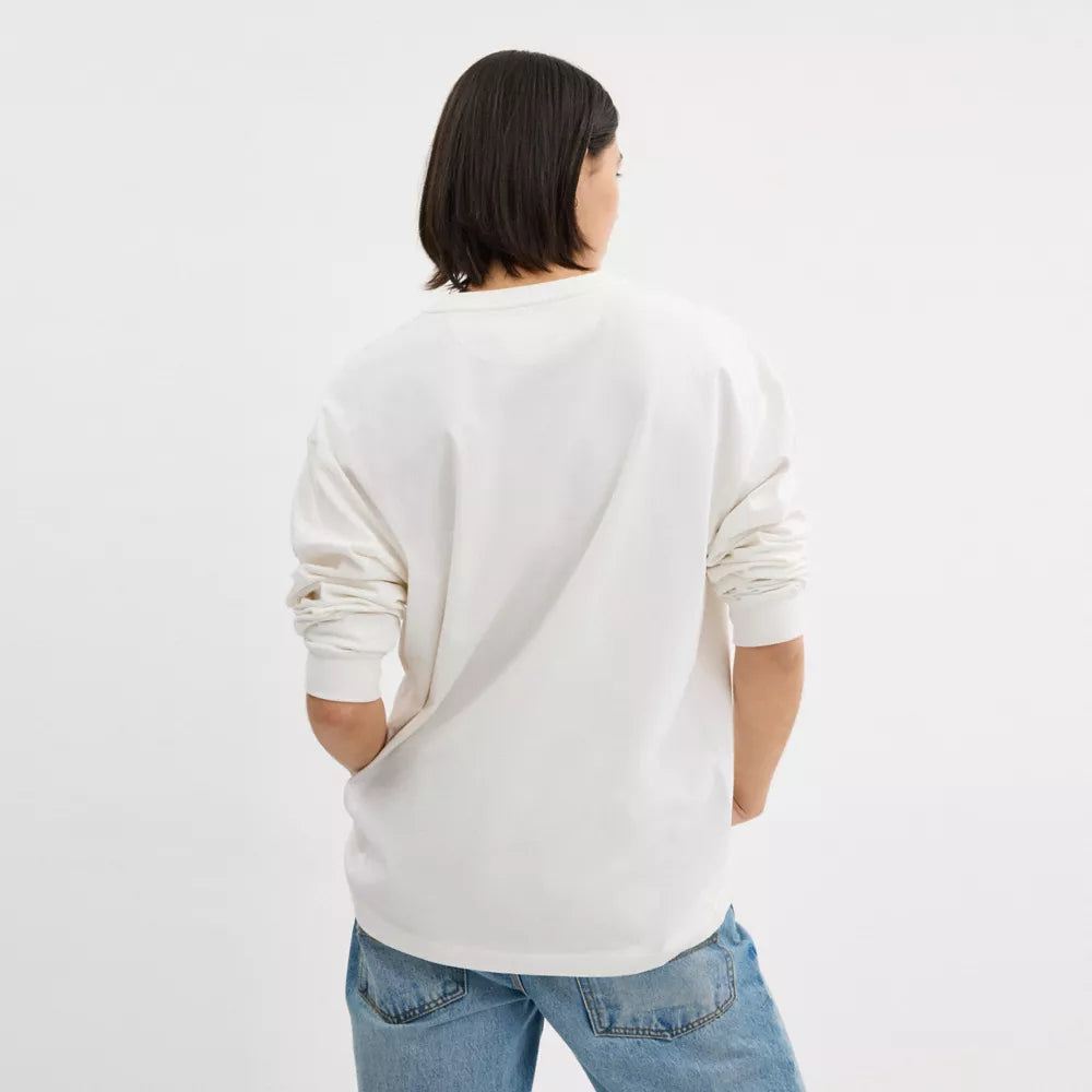 New York Long Sleeve T-Shirt In Organic Cotton - White