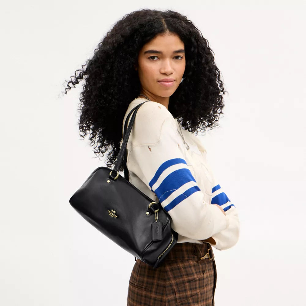 Sydney Shoulder Bag - Crinkle Leather/Gold/Black