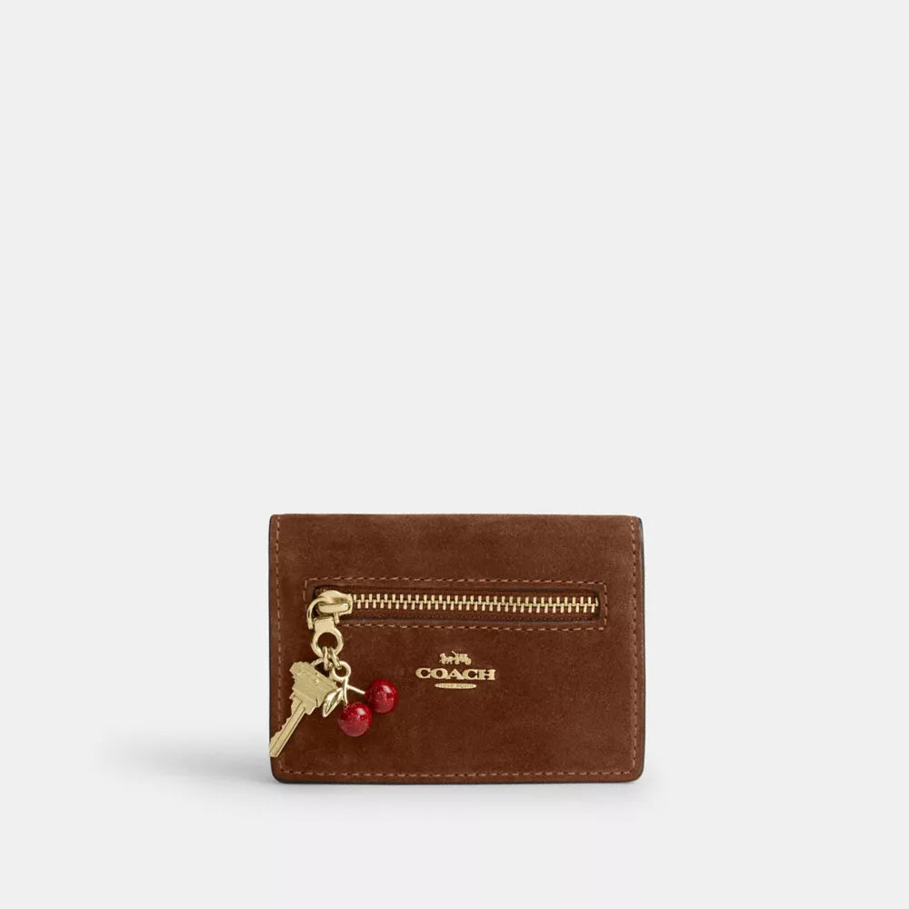 Card Case With Charms - Gold/Warm Brown