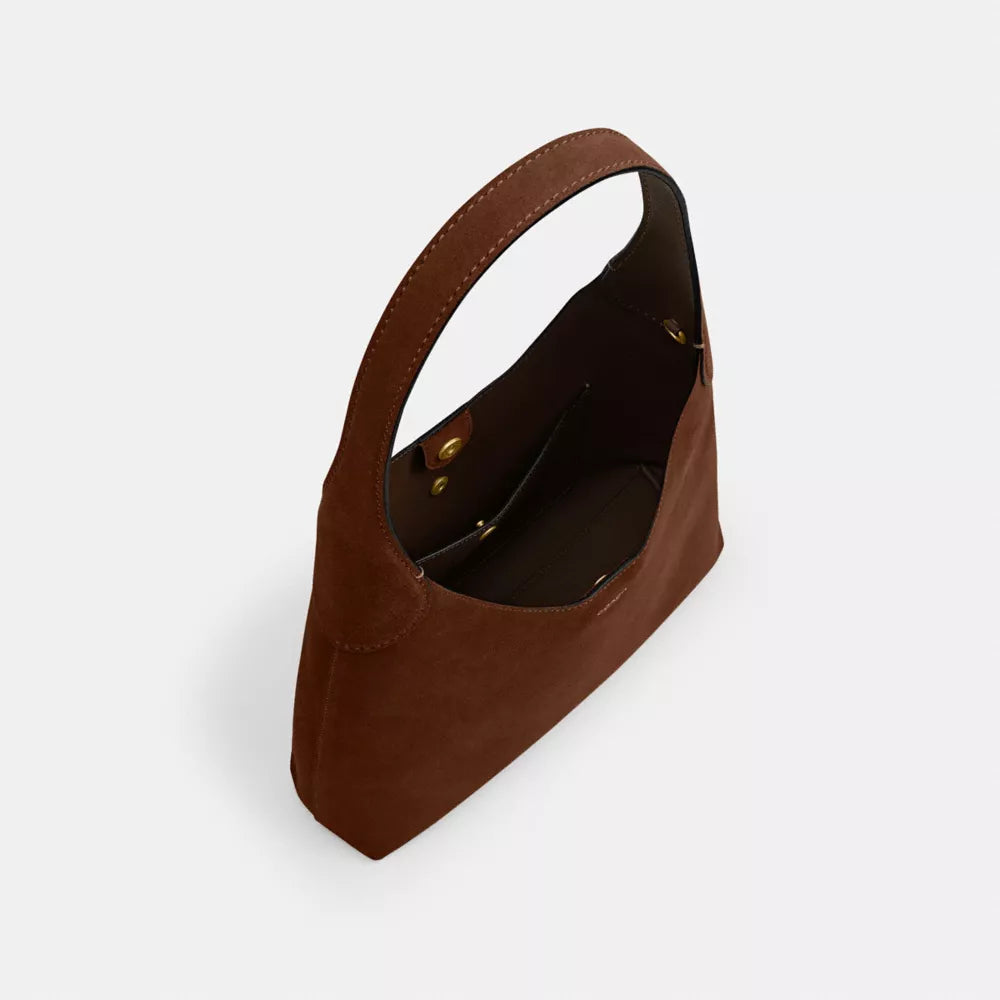 Brooklyn Shoulder Bag 28 - Suede/Brass/Warm Brown