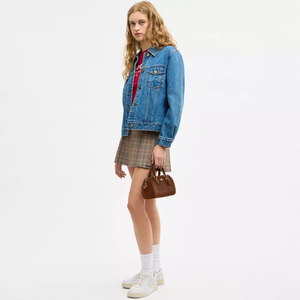 Mini Rowan Crossbody Bag - Suede/Gold/Warm Brown