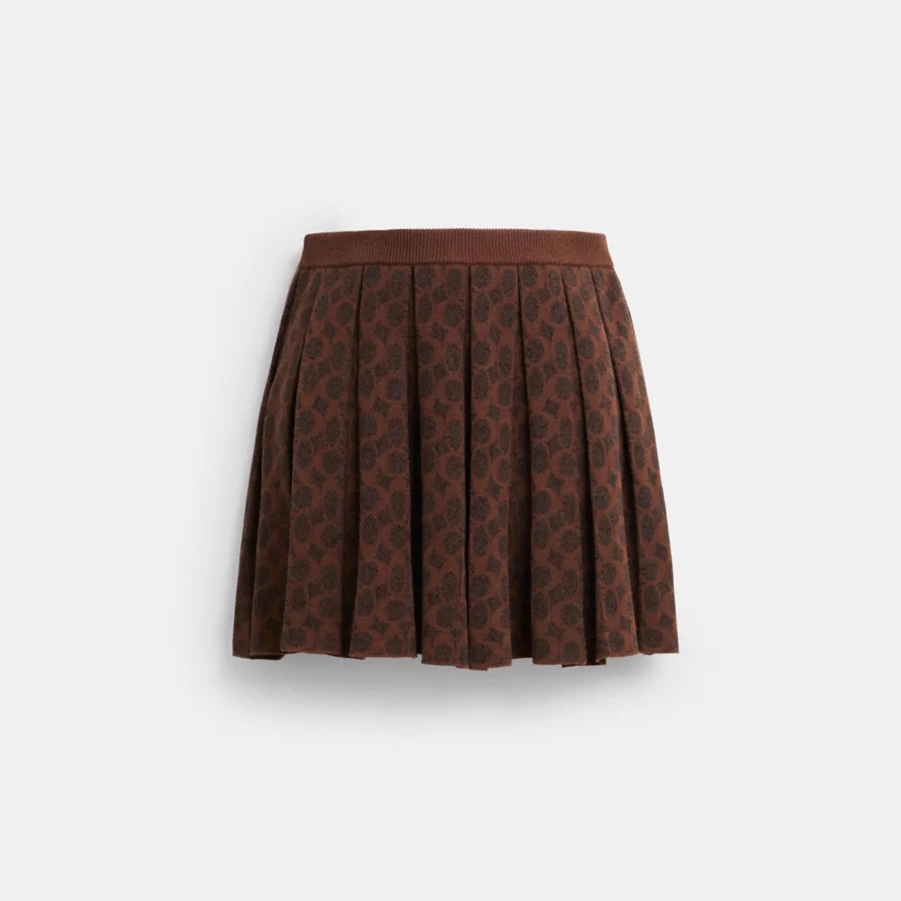 Signature Pleated Knit Mini Skirt - Maple