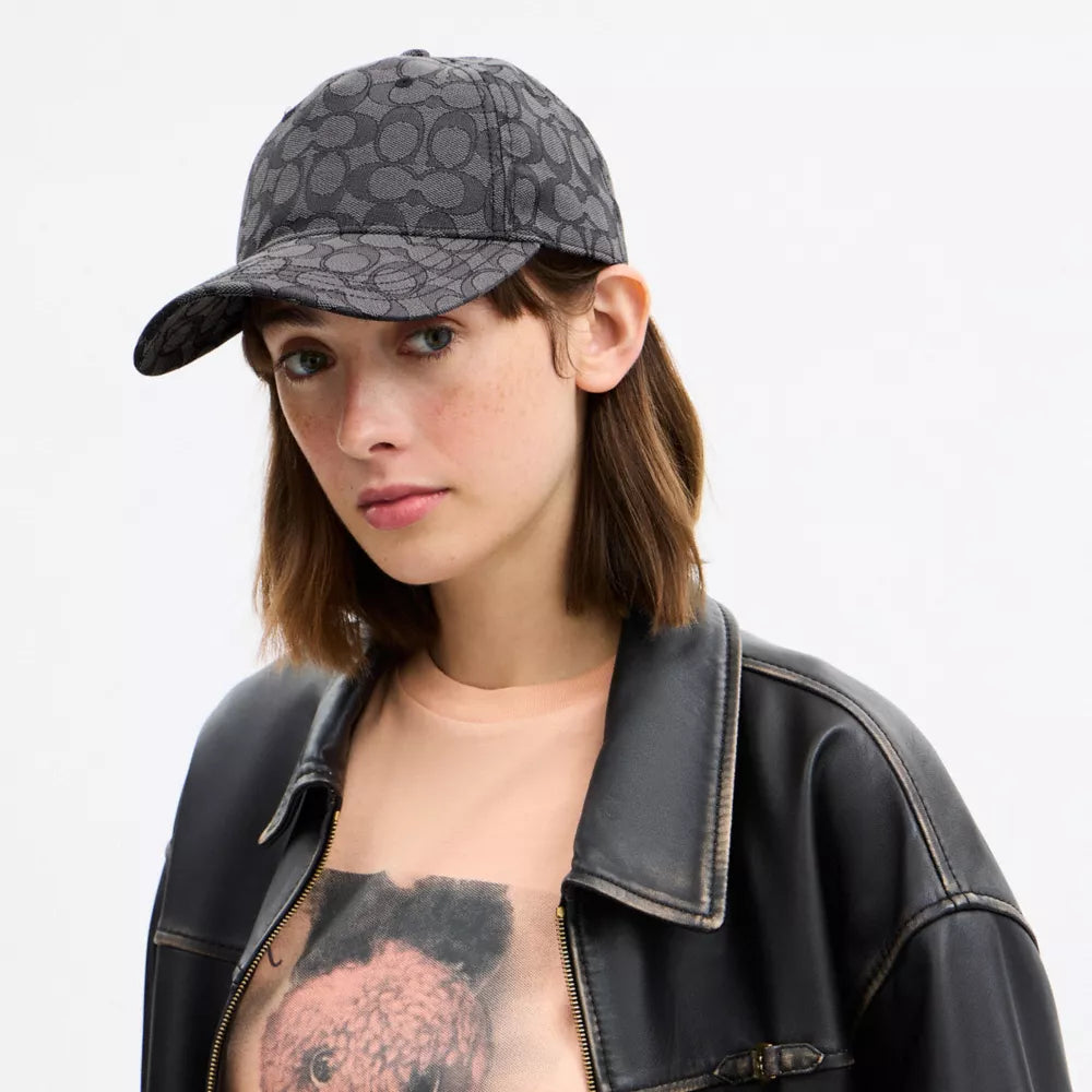 Signature Jacquard Baseball Hat - Charcoal