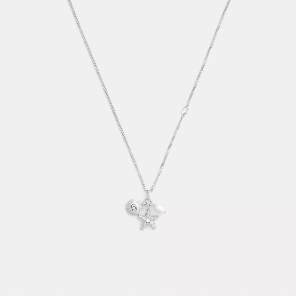Pearl And Seashell Pendant Necklace - Silver/Pearl