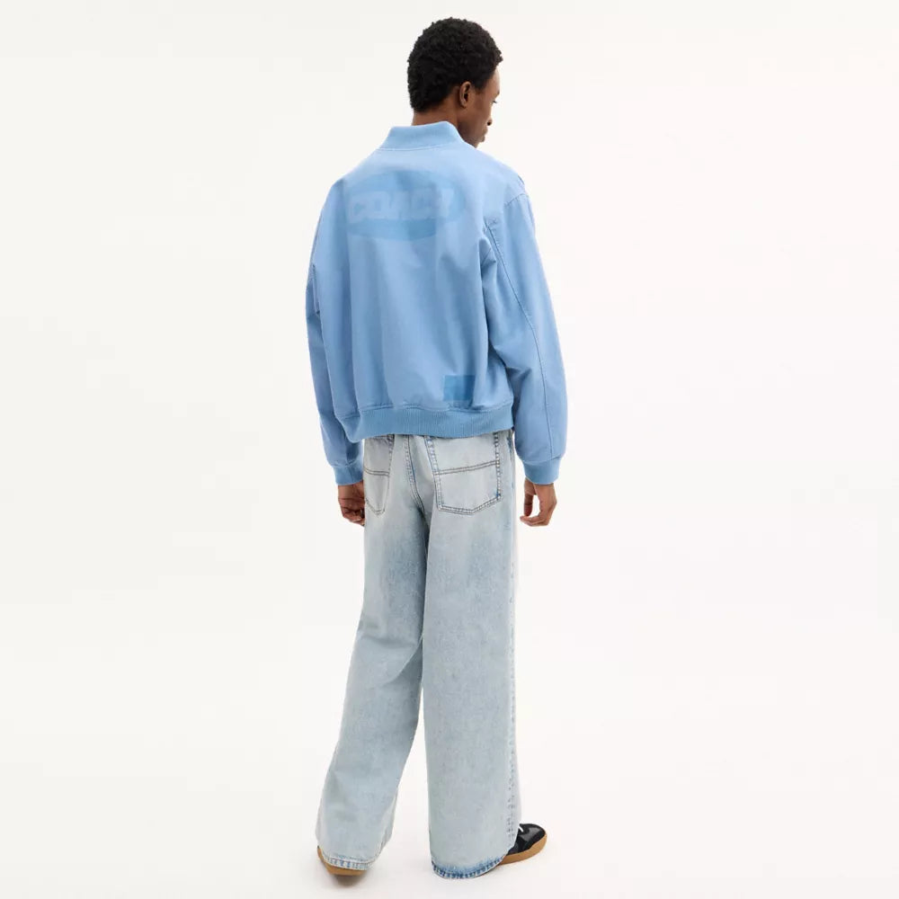 Canvas Varsity Jacket - Cerulean Light Blue