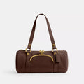 Kisslock Barrel Bag - Brass/Dark Chocolate