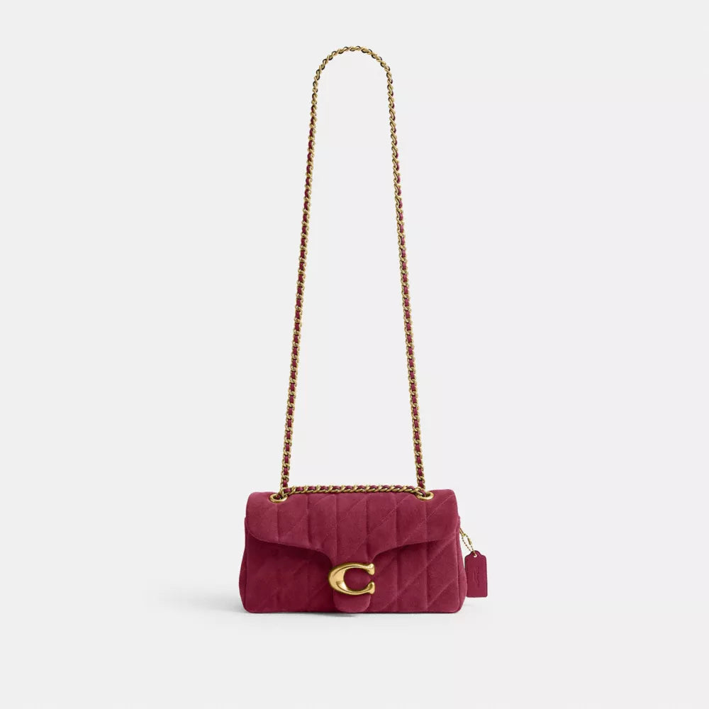 Tabby Shoulder Bag 26 With Quilting - Brass/Dark Fuchsia