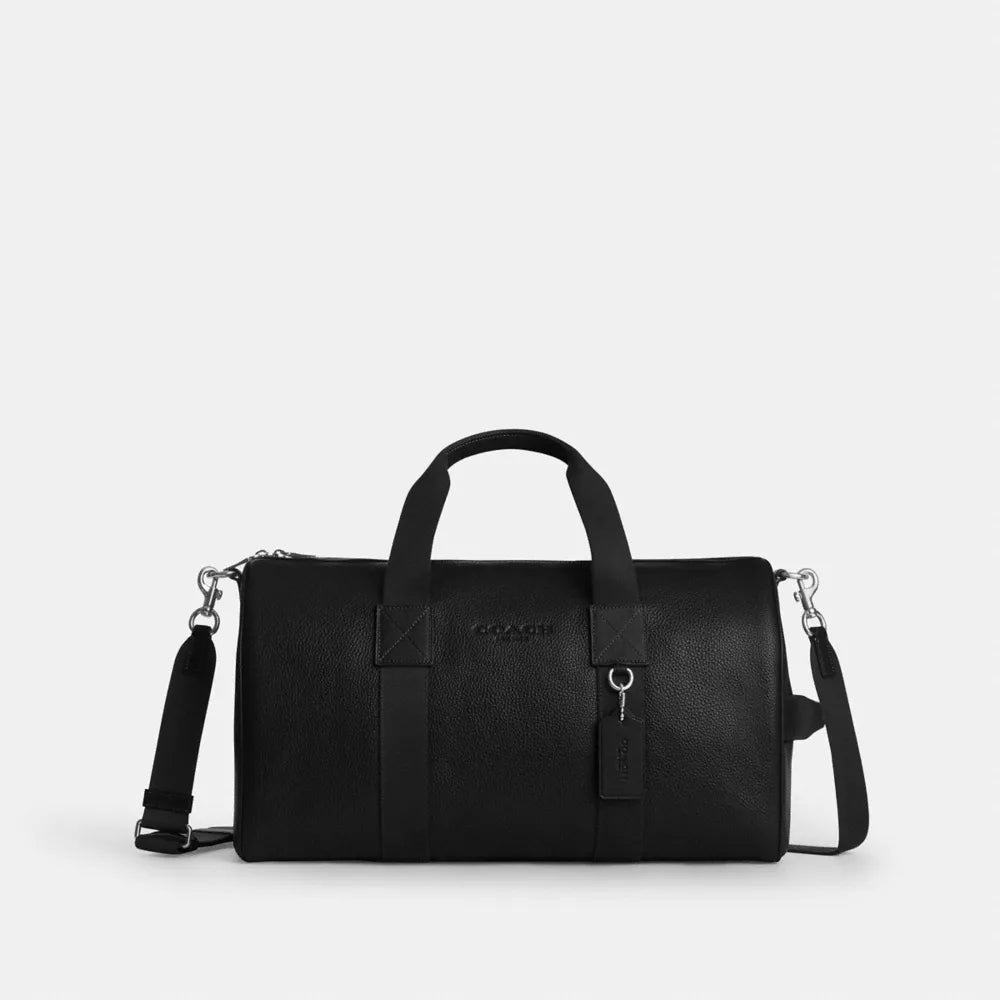 Explorer Duffle Bag 45 - Pebbled Leather/Silver/Black