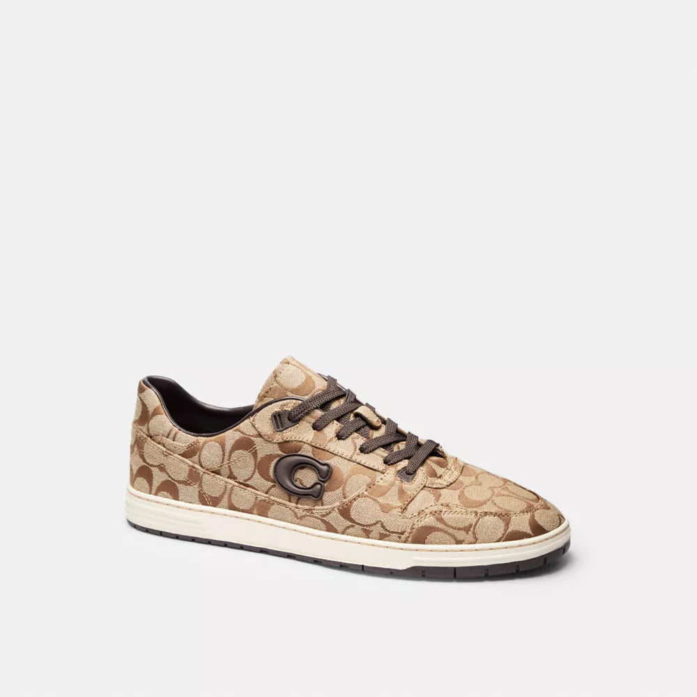 Soft Soho Sneaker In Signature Sateen Jacquard - Tan/Dark Chocolate