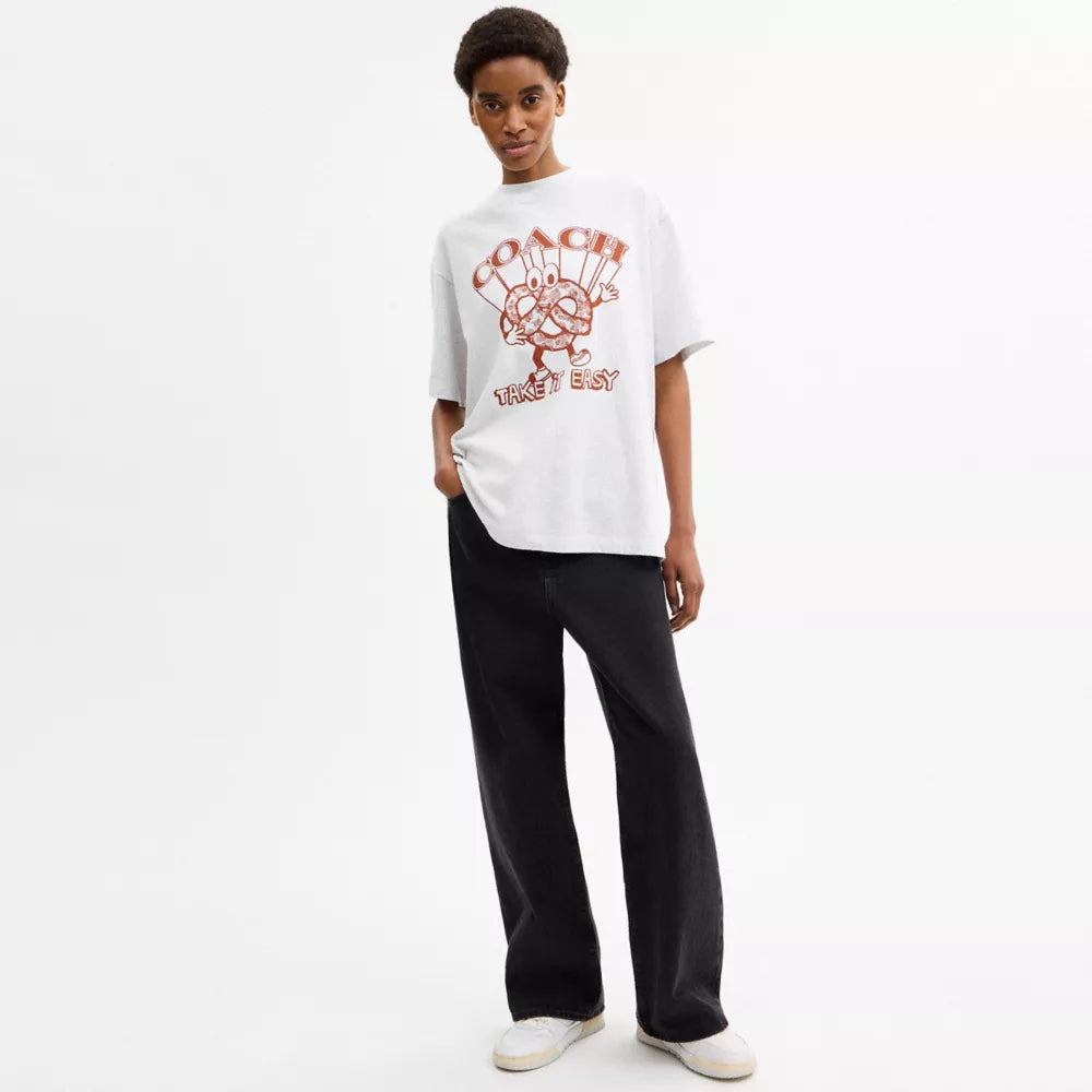 Pretzel Relaxed T-Shirt In Organic Cotton - Heather Grey