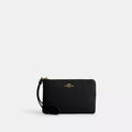Corner Zip Wristlet - Crossgrain Leather/Gold/Black